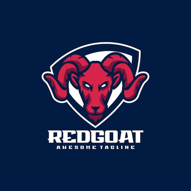 Illustration Vector Red Goat Mascot Style