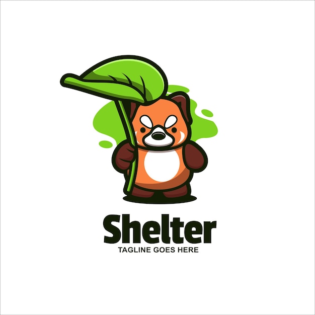 Illustration Vector Red Panda Shelter Mascot Cartoon Style