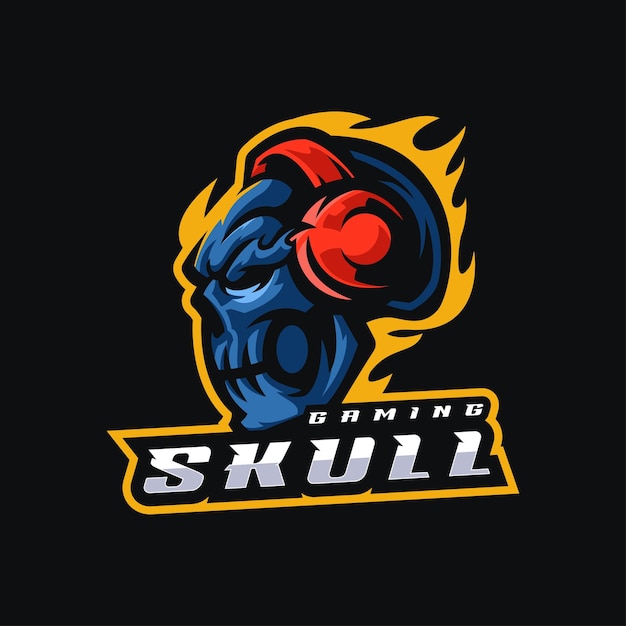 Illustration Vector Skull Gaming ESport Logo Style