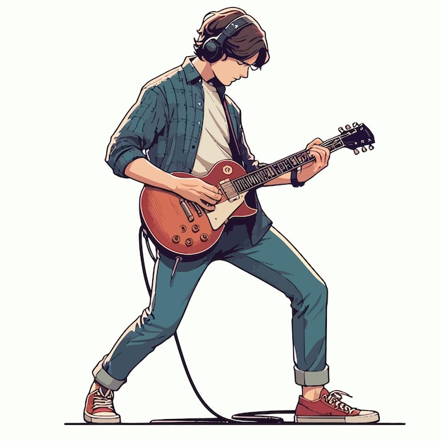 Illustration Vector of Standing Guitarist