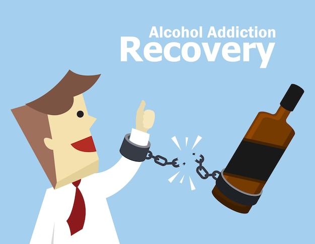 Illustration vector success concept of alcohol addiction recovery