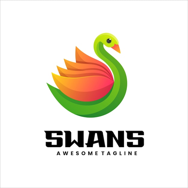 Illustration Vector Swan Gradient Colorful Style