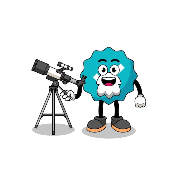 Illustration of verified sign mascot as an astronomer character design