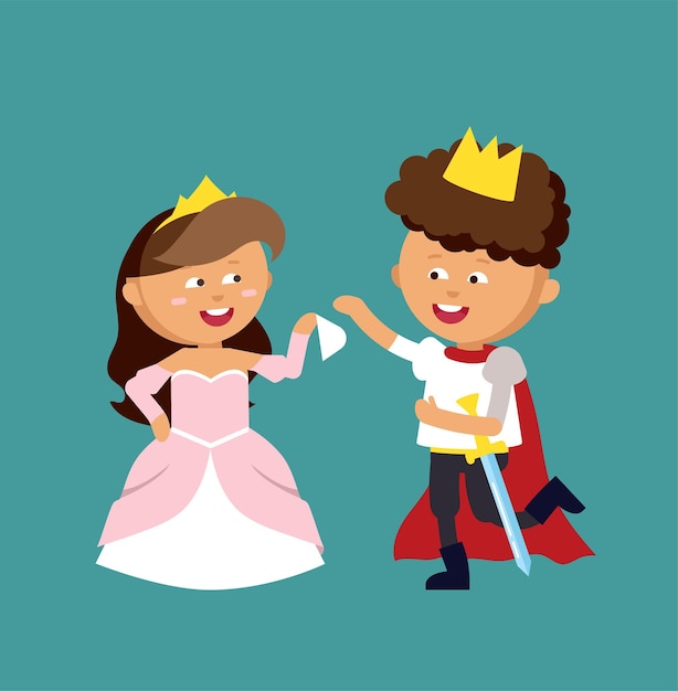 Illustration of very cute Prince and Princess