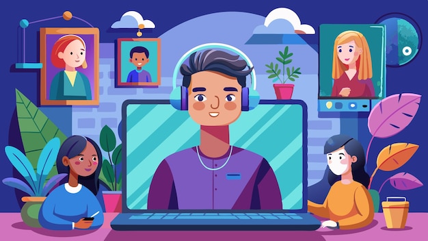 illustration of a video call with a friend