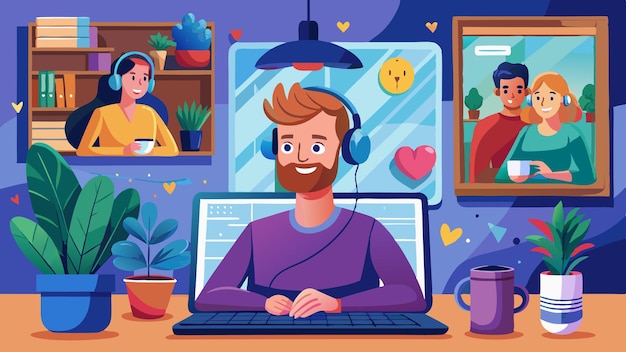 illustration of a video call with a friend