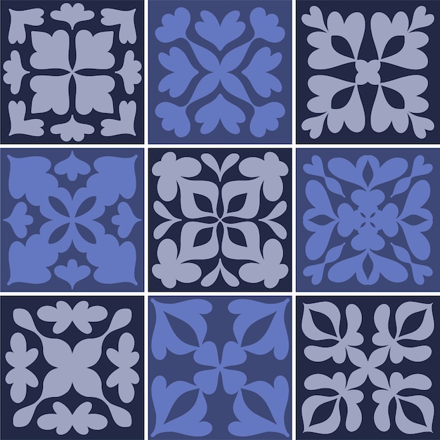 Illustration of vintage tiles textured pattern collection