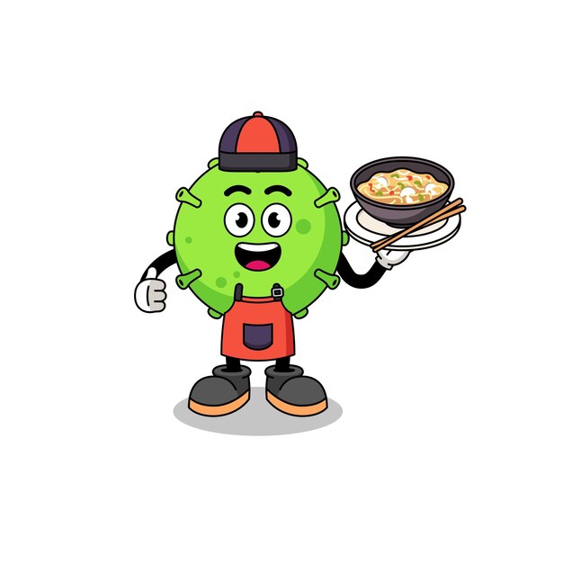 Illustration of virus as an asian chef