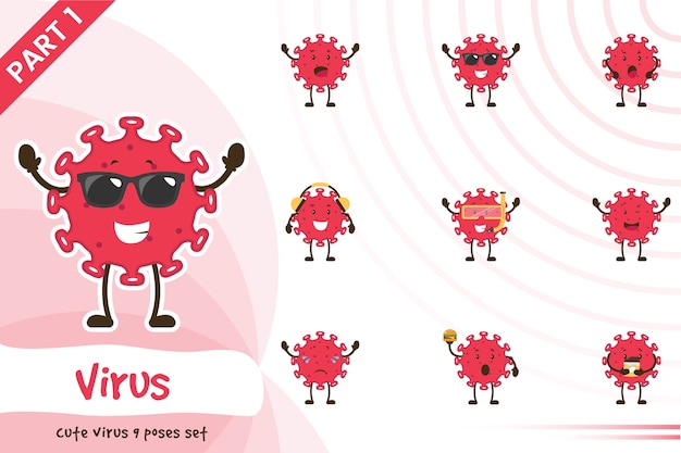 Illustration Of Virus Poses Set