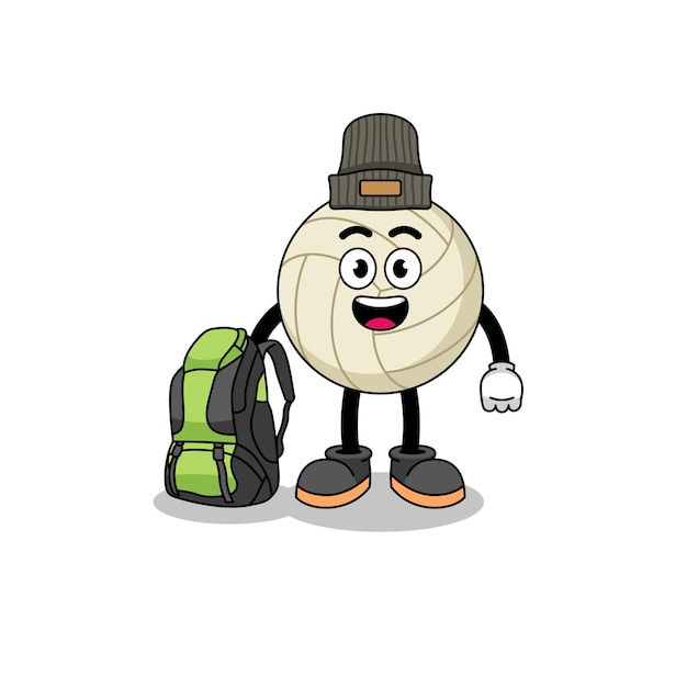 Illustration of volleyball mascot as a hiker character design