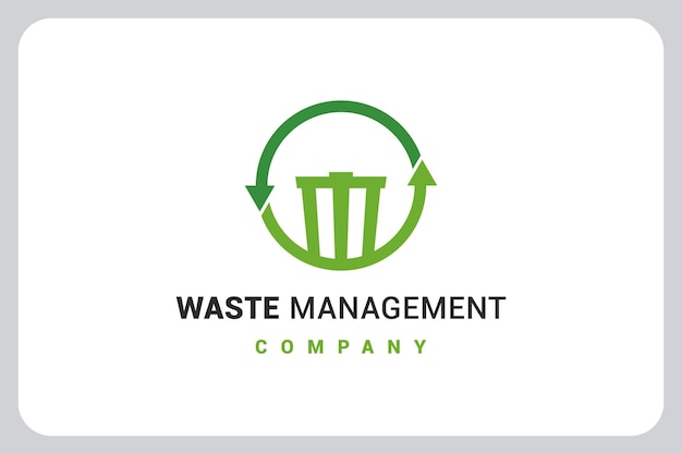 Illustration Waste management logo design vector. Logo combination of dustbin with recycle symbol