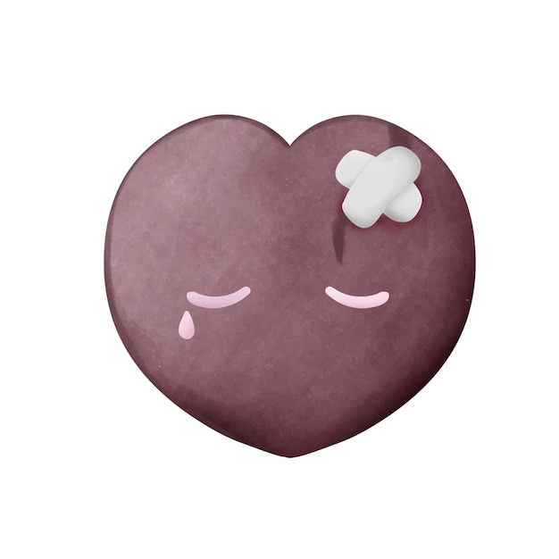 illustration of watercolor sad heart for decoration