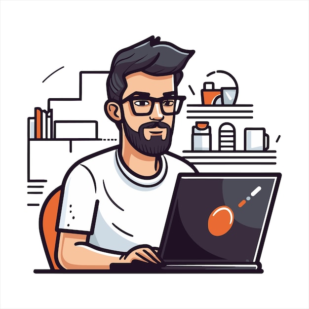 illustration of web development programmer and coding website