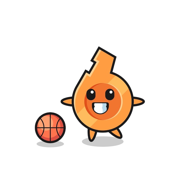 Illustration of whistle cartoon is playing basketball