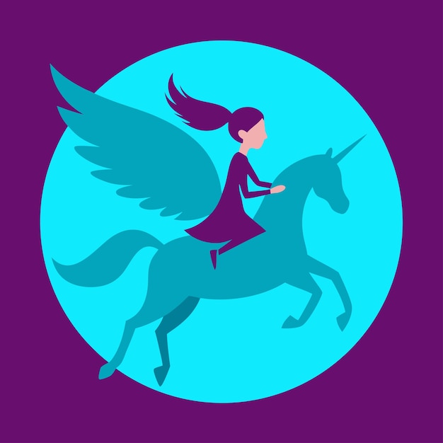 Vector an illustration of a winged angel with wings on a purple background