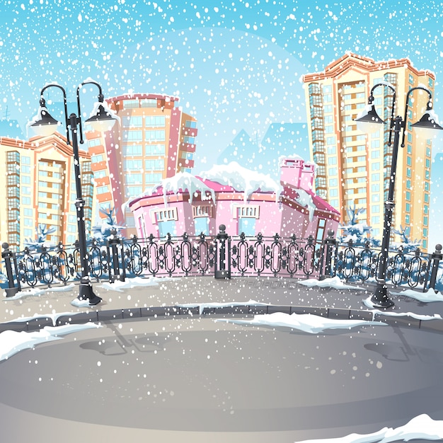 Vector illustration of a winter city