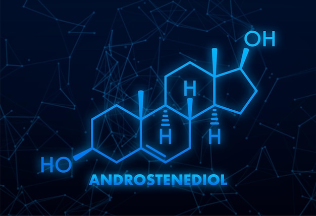 Illustration with androstenediol formula Structural chemical formula