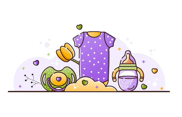 illustration with baby accessories