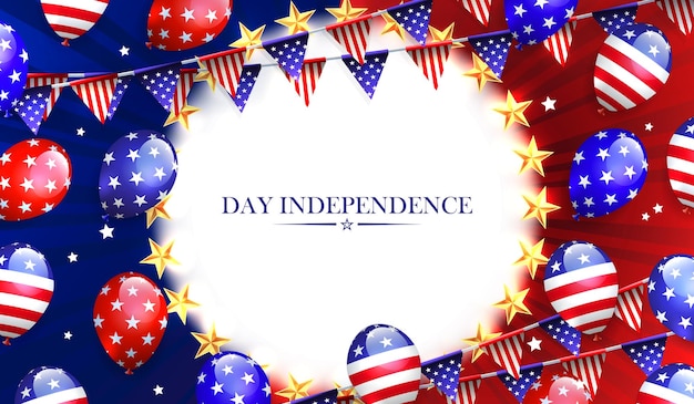 Illustration with balloons with symbols of America USA Independence Day