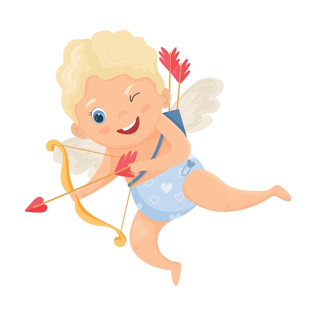 Illustration with cartoon cupid