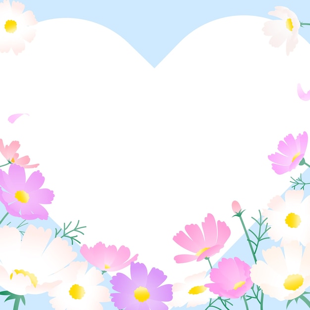 Illustration with Cosmos and Heart Frame Design