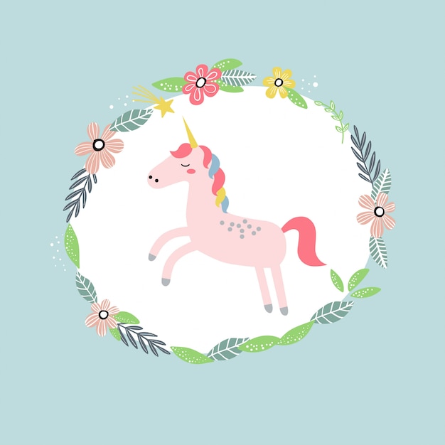 Illustration  with cute unicorn