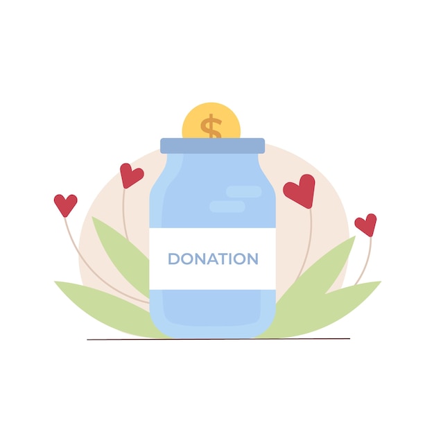 Vector illustration with jar and coin for making donations