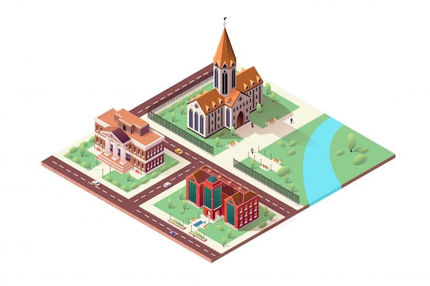 Illustration with Library, Cathedral and Museum.