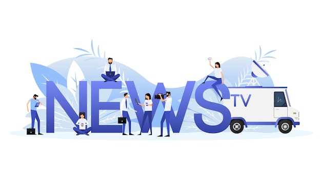 Illustration with news people News concept Vector illustration Social media concept