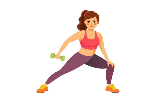 Vector illustration of a woman doing lunges with dumbbells