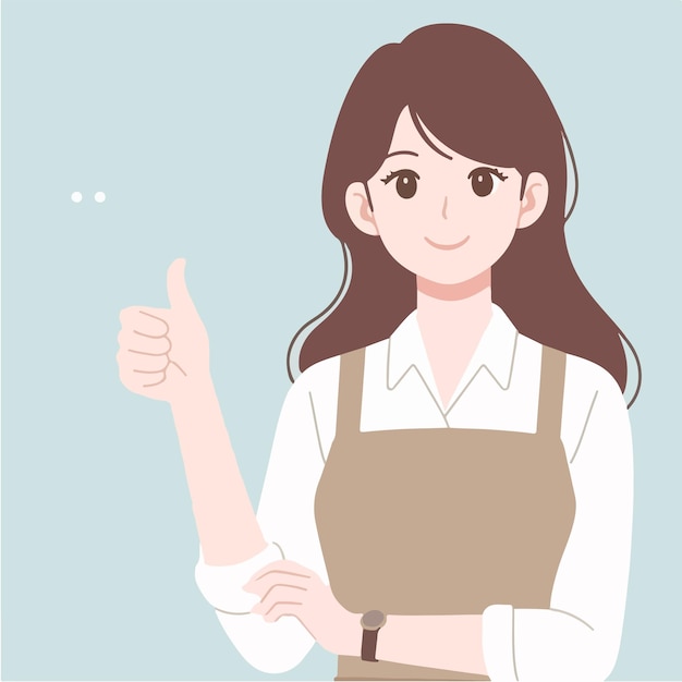 Illustration of a woman giving a thumbs up in a flat design style