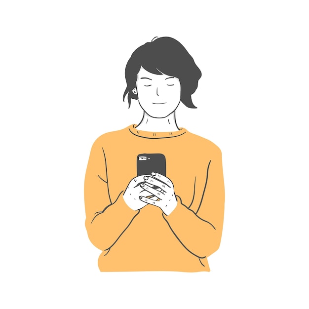 Illustration of a woman holding a cell phone