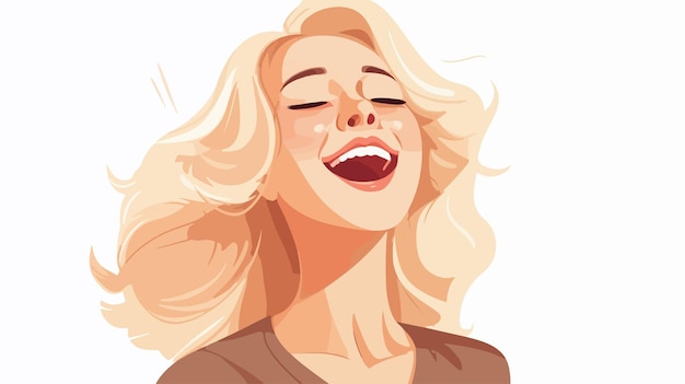 Vector an illustration of a woman laughing with her mouth open