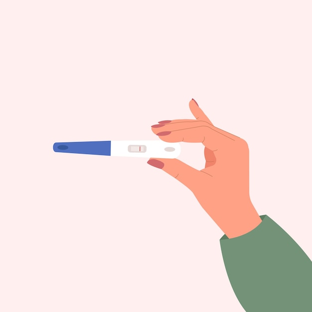 Illustration of a woman's hand holding a negative pregnancy test Vector