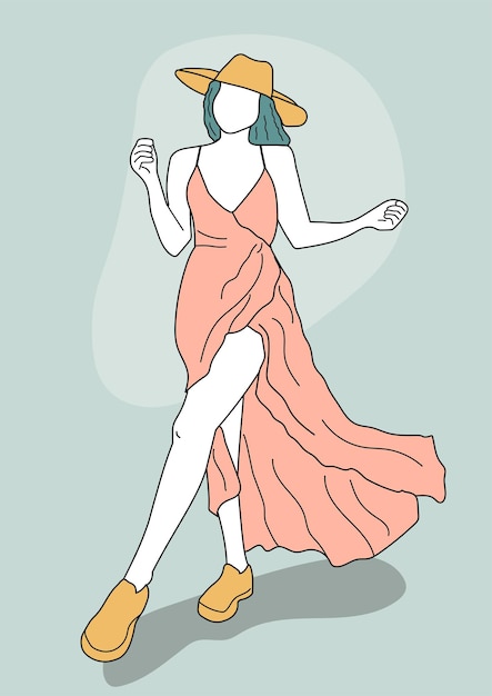 illustration of woman in summer.