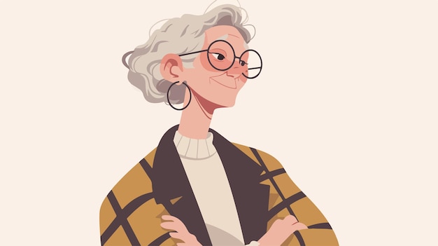 Vector an illustration of a woman wearing glasses and a scarf