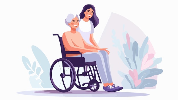 an illustration of a woman in a wheelchair with an older woman sitting next to her