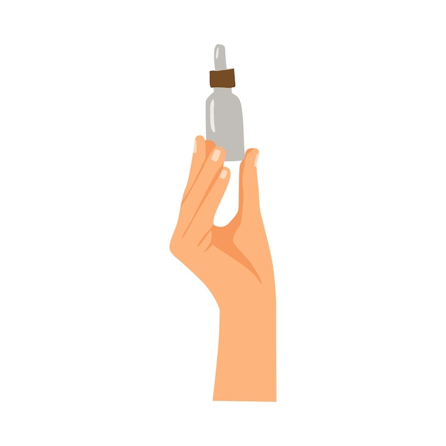 Illustration of Woman39s hands with different cosmetic products in bottles