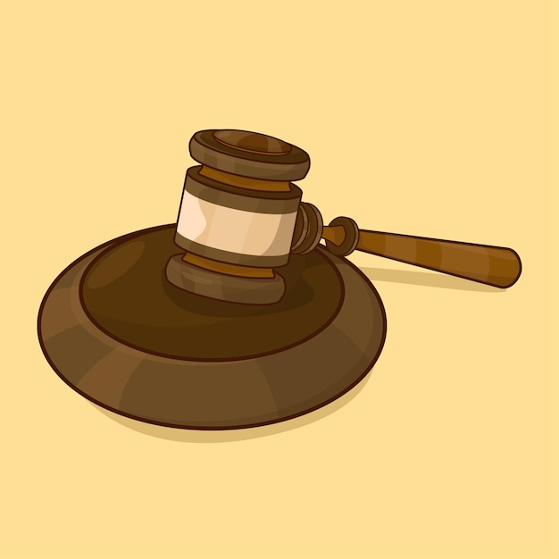 Vector illustration of wooden judge gavel hammer