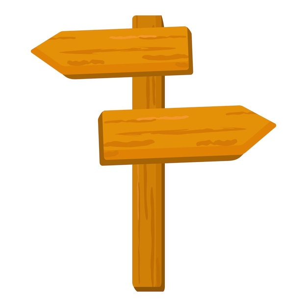 Illustration of a wooden signpost with two blank directional arrows