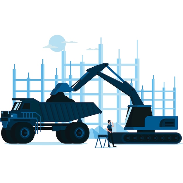 Illustration of workers on construction site