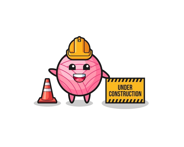 Illustration of yarn ball with under construction banner cute design