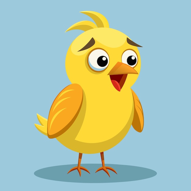 Vector illustration of a yellow chicken bird with a surprised look