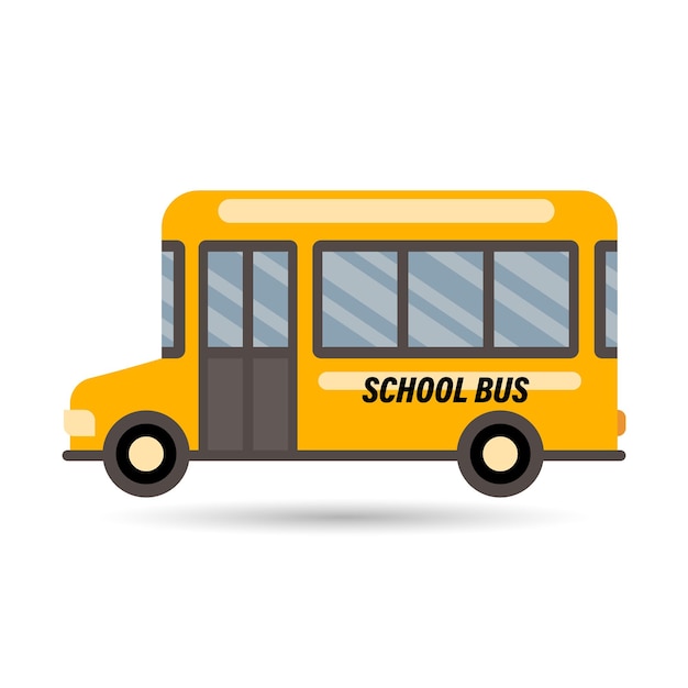 Illustration yellow school bus Transport icon flat illustration vector