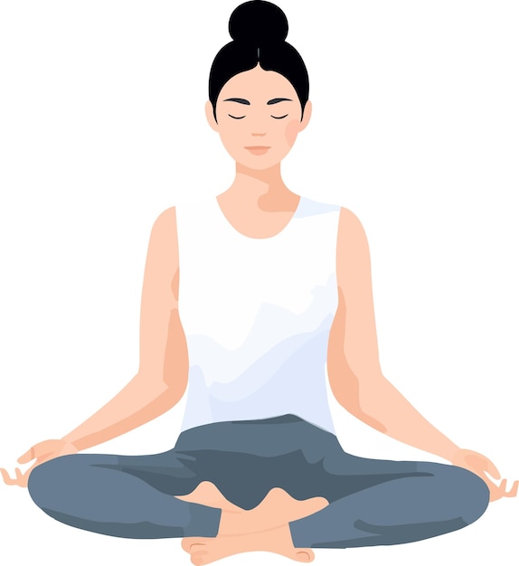 illustration of yoga girl meditation