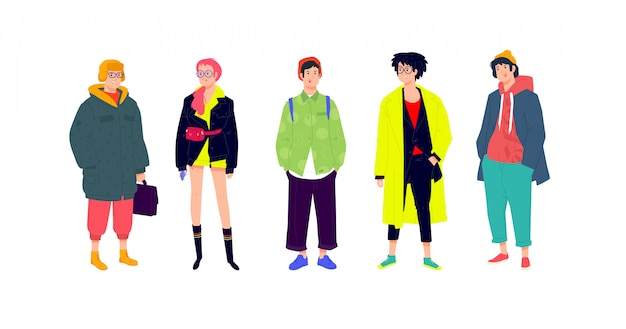 Illustration of a young fashionable people.