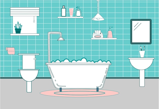 Illustrations Design Modern Bathroom Interior Vector