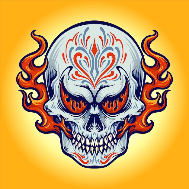 Illustrations Dia de los muertos Fire Skull cartoon merchandise