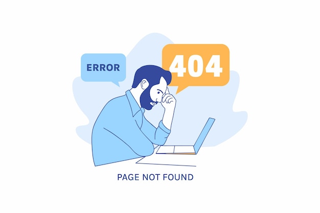 Illustrations of Frustrated expression business man for Oops 404 error design concept landing page