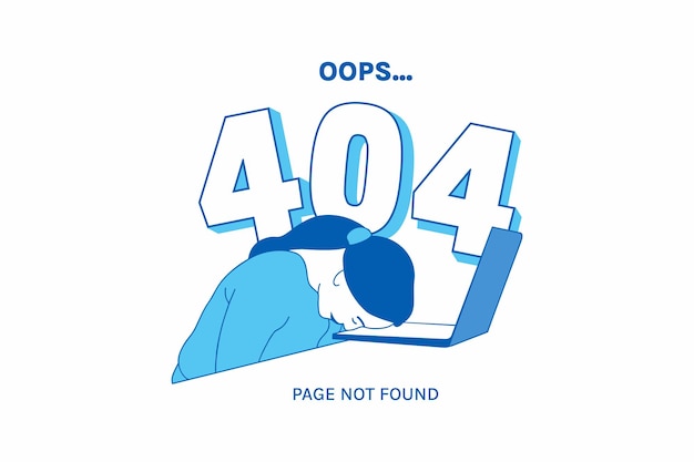 Illustrations Frustrated expression woman for Oops 404 error design concept landing page